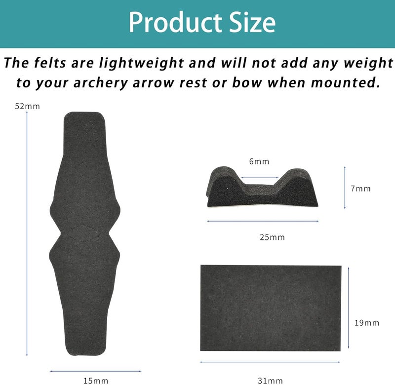 SP.G Felt for Arrow Rest - 2 Set Archery Arrow Rest Felt Tapes with 2 Arrow Holder Pads Adhesive Drop Away Arrow Rest Felt Sticker for Compound Bow Arrow Rest - Image 2